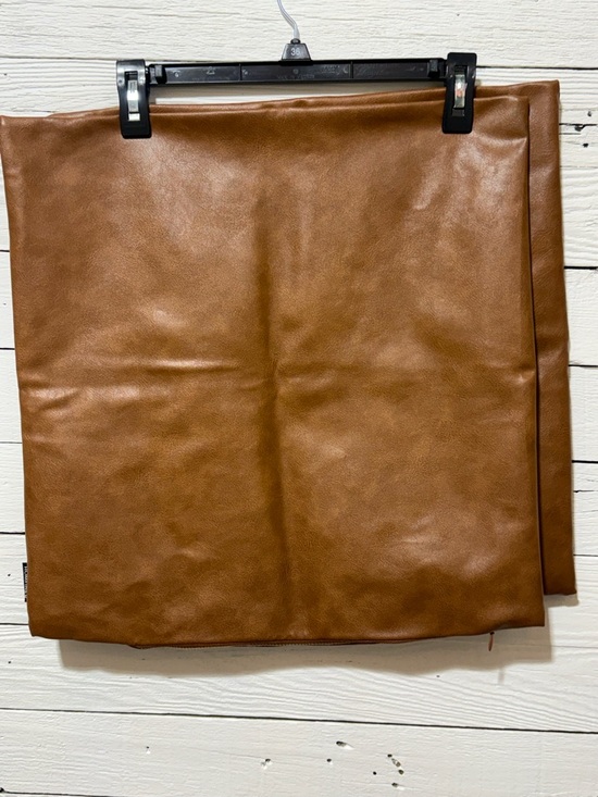 homfiner Other - (2) Faux Leather Accent Pillow Cover in Cognac Brown - Home